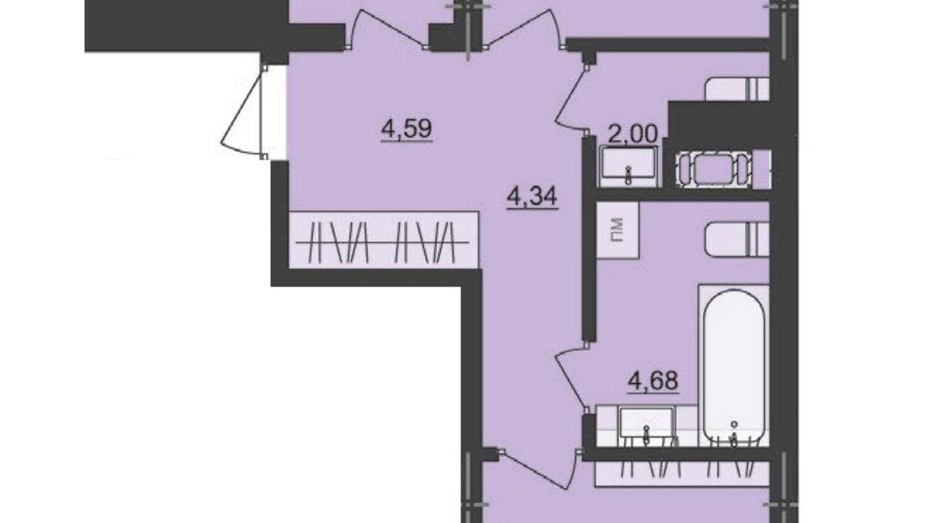 Планировка 2-комнатной квартиры в ЖК Киевский 66.33 м², фото 511493