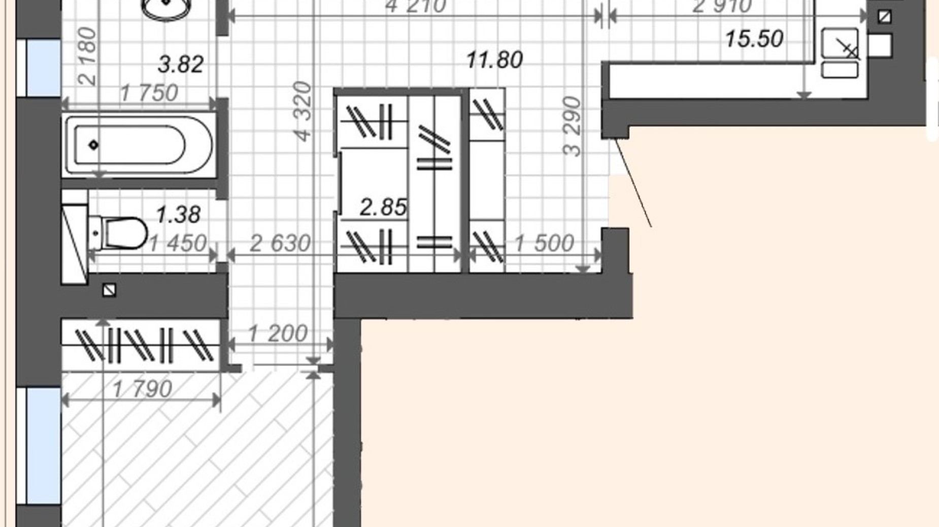 Планировка 3-комнатной квартиры в ЖК Новые Метры Center 78.1 м², фото 512388