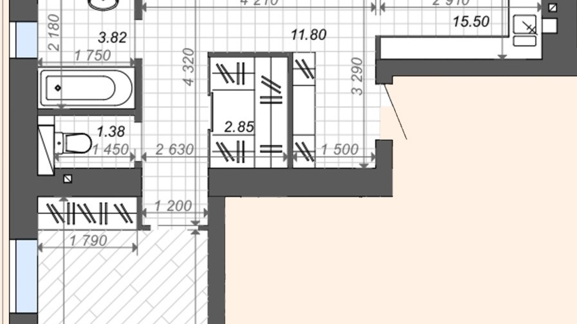 Планировка 3-комнатной квартиры в ЖК Новые Метры Center 78.2 м², фото 512417
