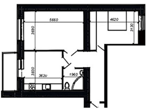 ЖК вул. Глибока, 19: планування 2-кімнатної квартири 65.5 м²