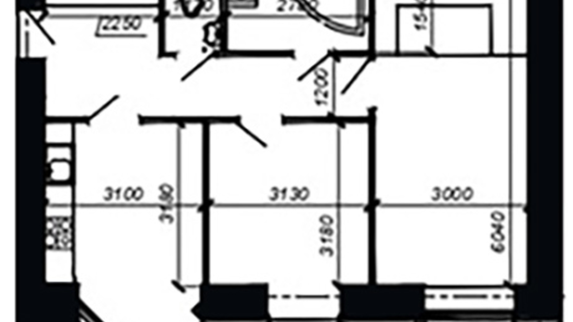 Планування 2-кімнатної квартири в ЖК вул. Глибока, 19 58.54 м², фото 514022