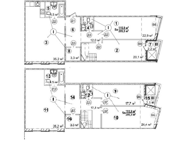 ЖК Art Парк: планировка 5-комнатной квартиры 205.5 м²