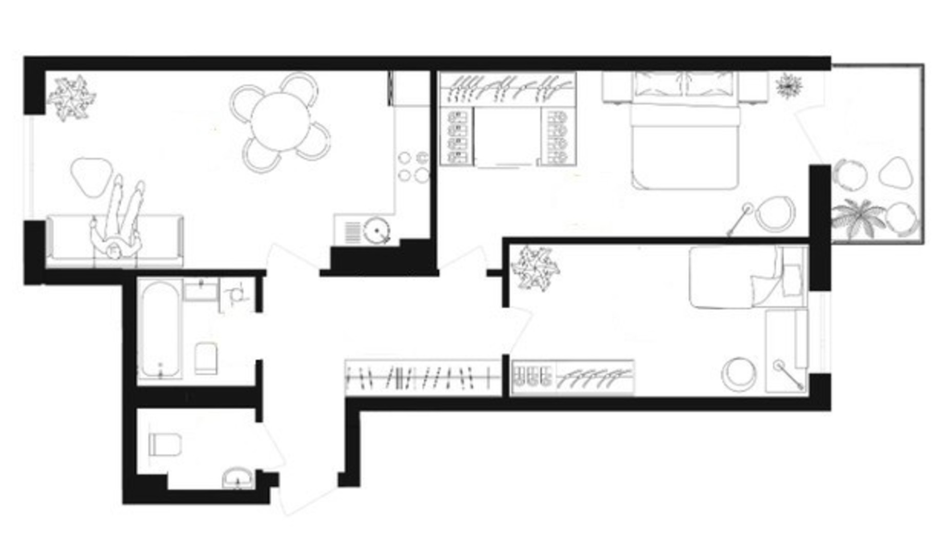 Планування 2-кімнатної квартири в ЖК Sota Duet 69.66 м², фото 514681