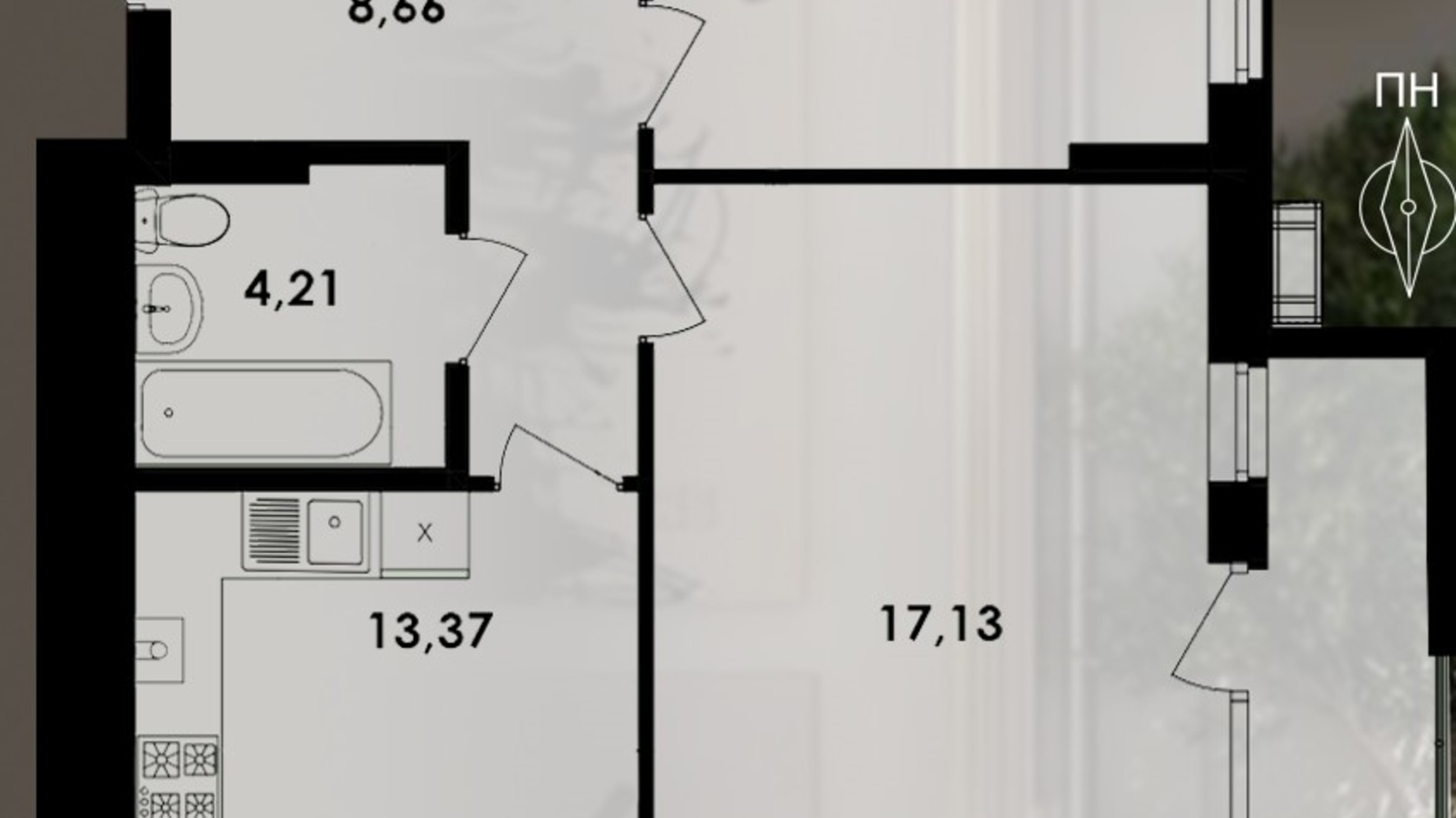 Планировка 2-комнатной квартиры в ЖК Soloway 61.18 м², фото 515713