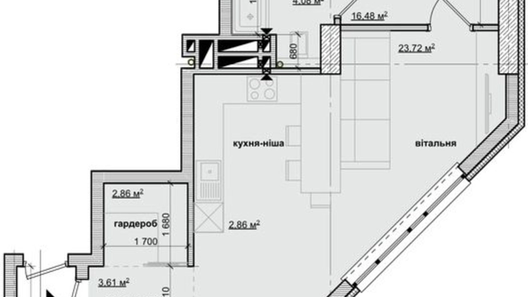 Планировка 2-комнатной квартиры в ЖК Берестейский 78.3 м², фото 515720