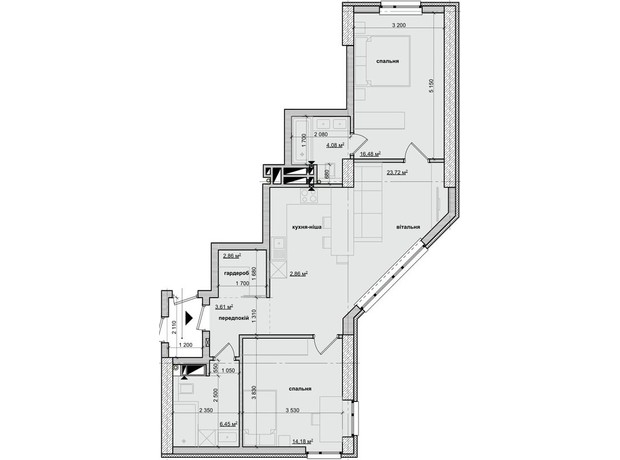 ЖК Берестейский: планировка 2-комнатной квартиры 78.3 м²