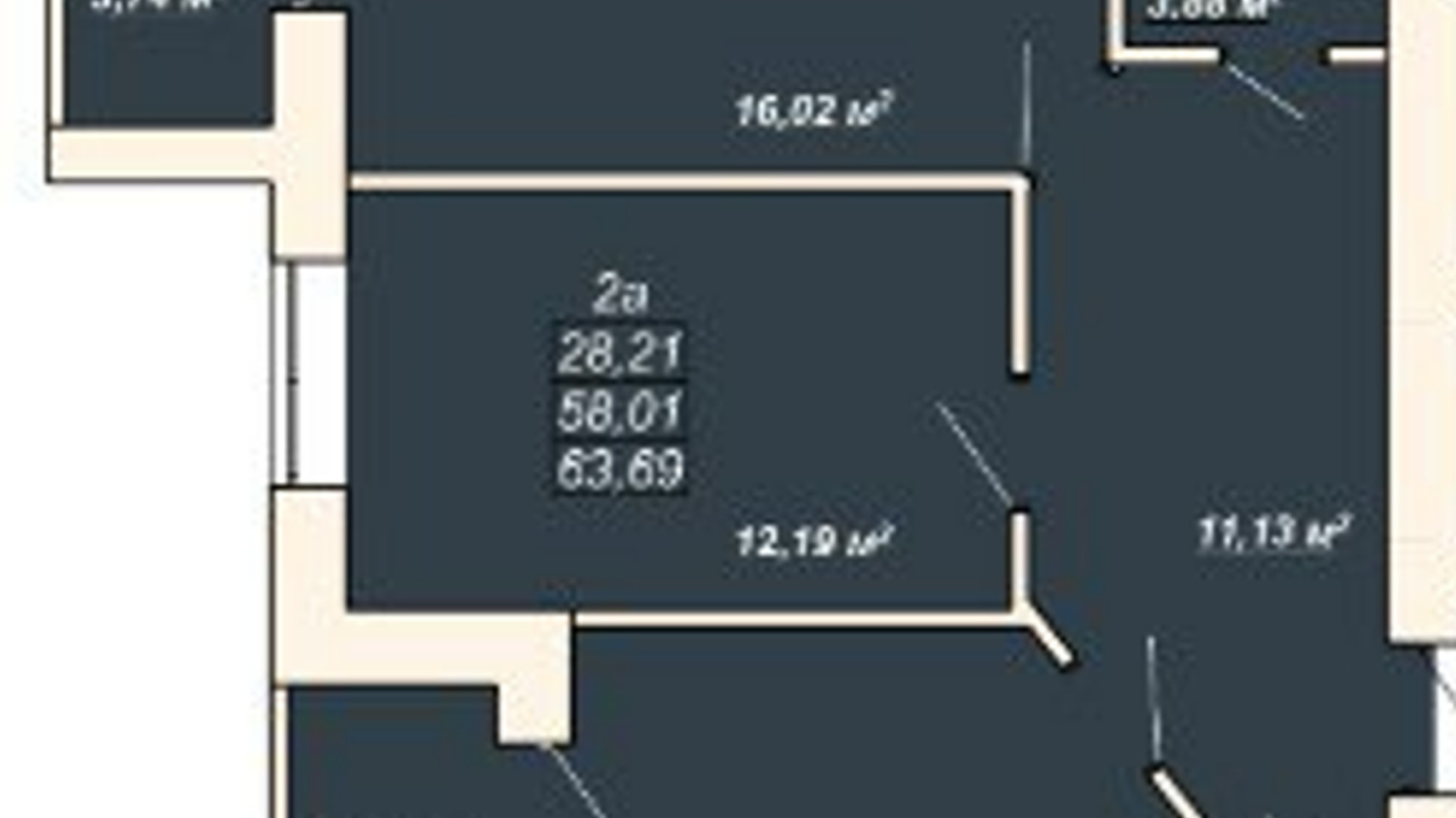 Планування 2-кімнатної квартири в ЖК Атмосфера 63.69 м², фото 515982