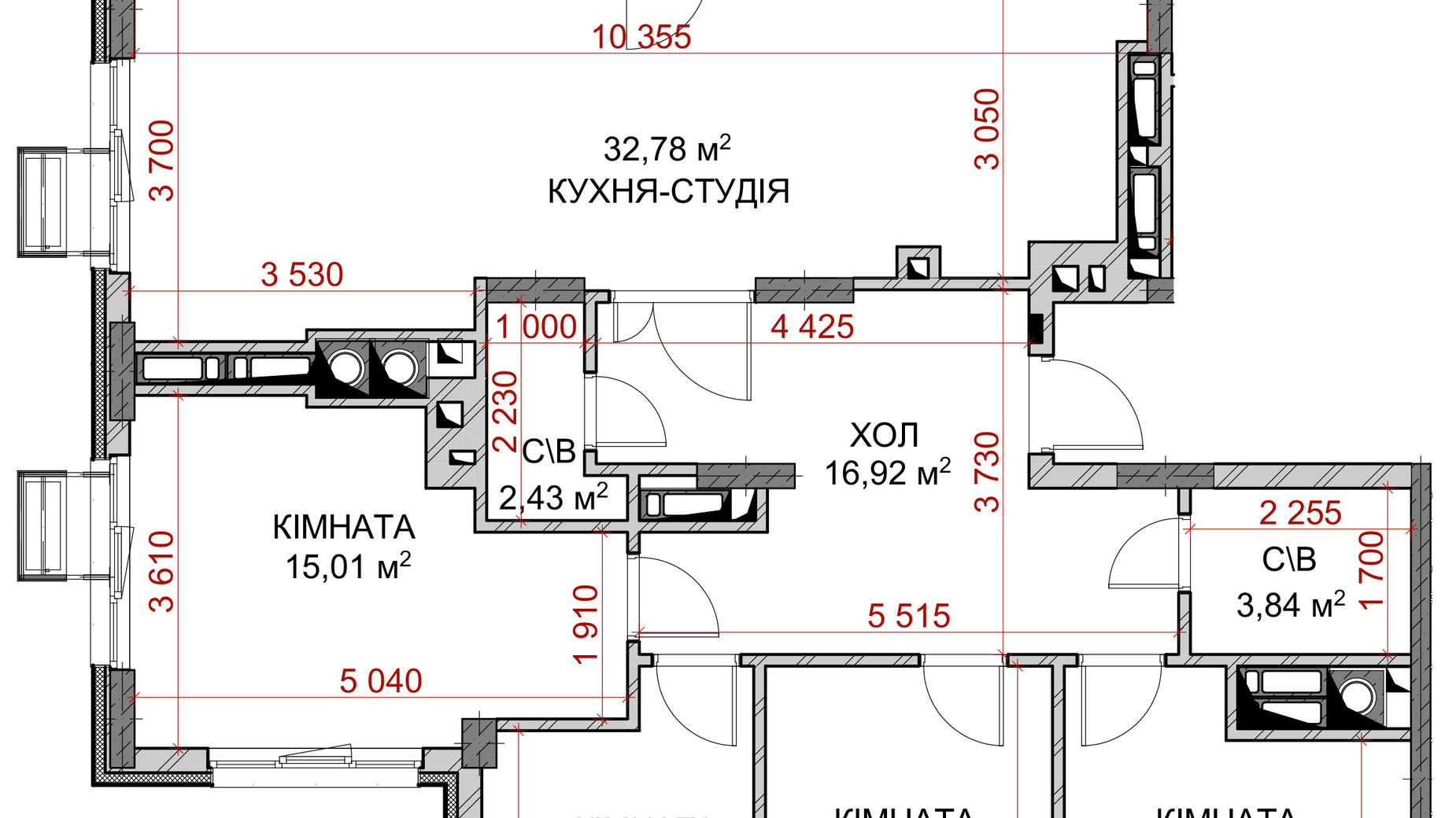 Планировка 4-комнатной квартиры в ЖК Riverside 112.27 м², фото 516461