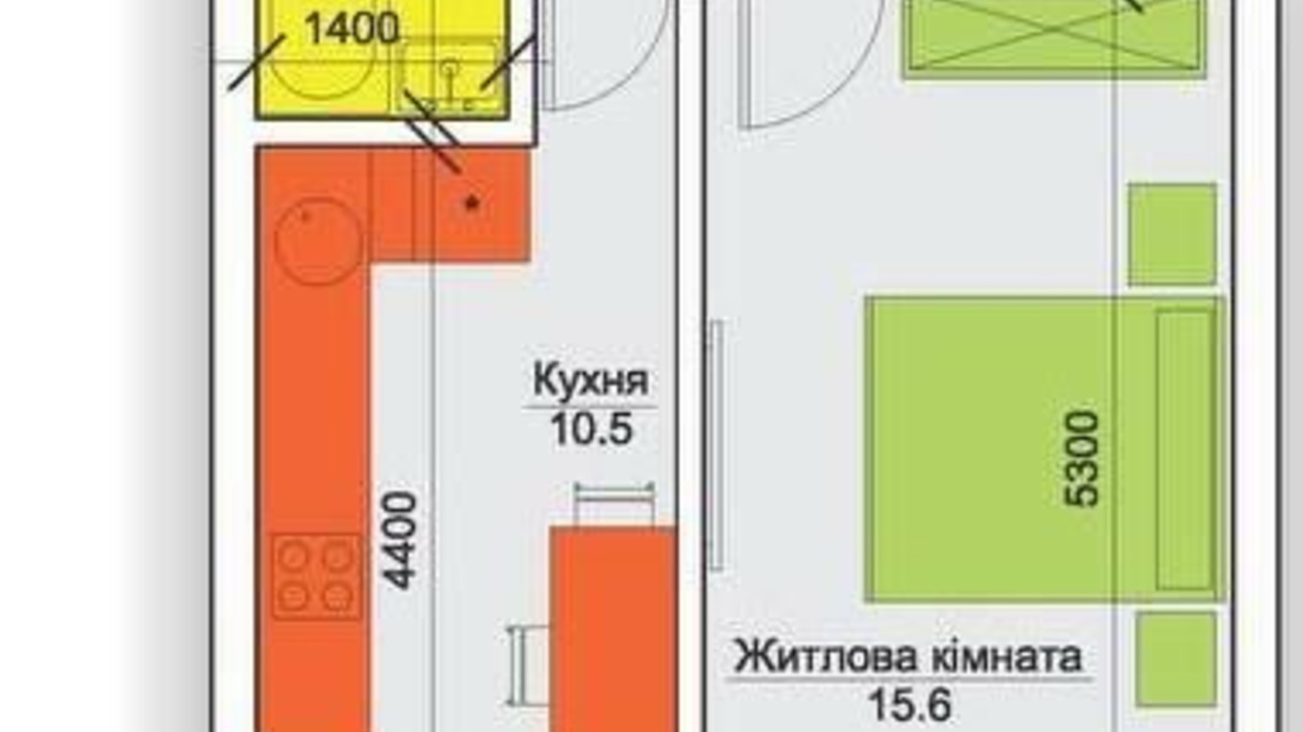 Планировка 1-комнатной квартиры в ЖК Всі Свої 36 м², фото 517343