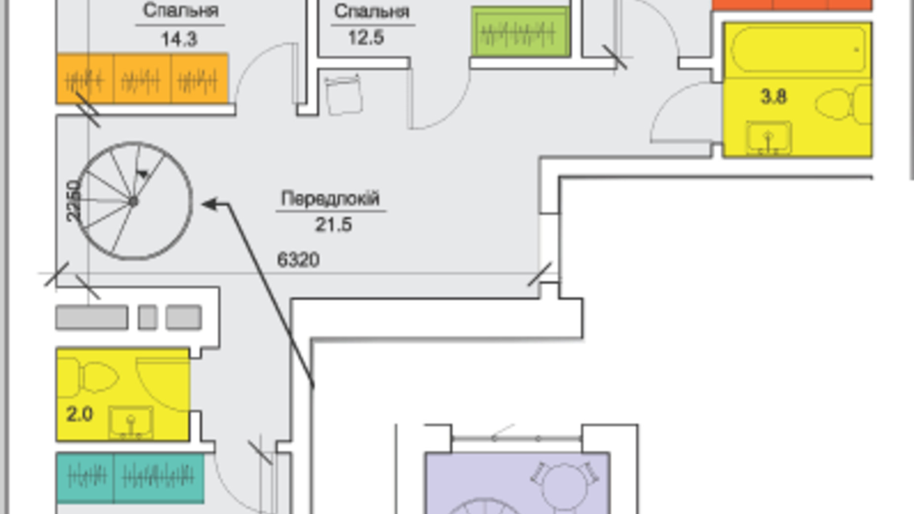 Планировка 3-комнатной квартиры в ЖК Всі Свої 110.2 м², фото 517347