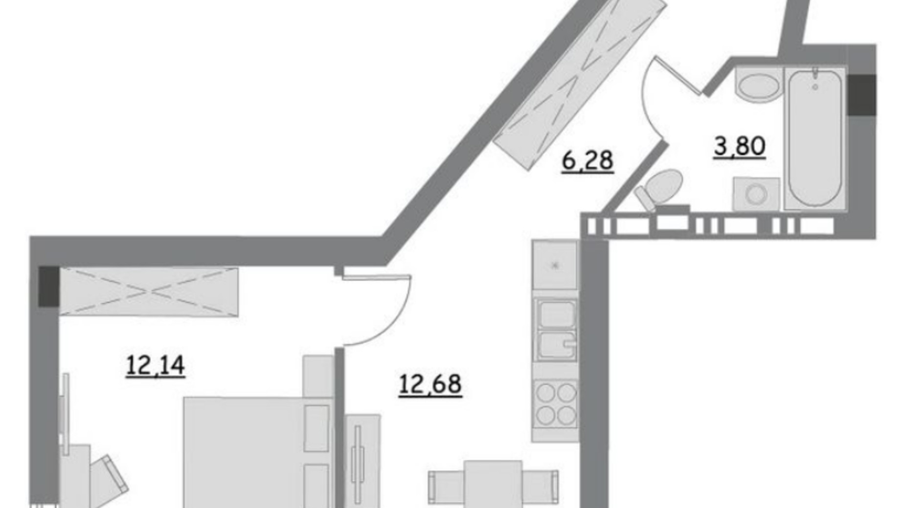 Планировка 1-комнатной квартиры в ЖК Lantana 34.9 м², фото 517569