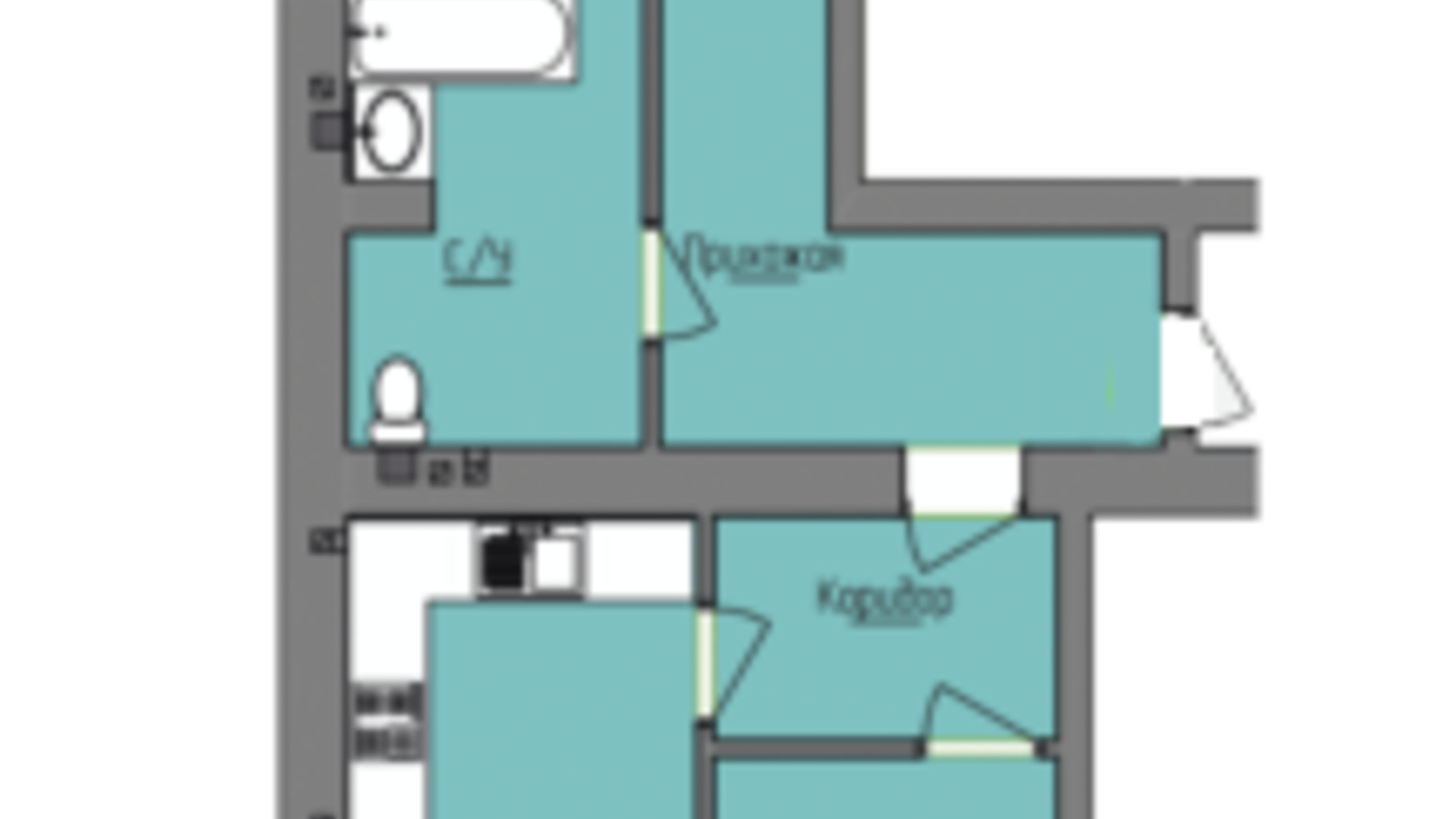 Планування 2-кімнатної квартири в ЖК Лівобережний 70.5 м², фото 517698