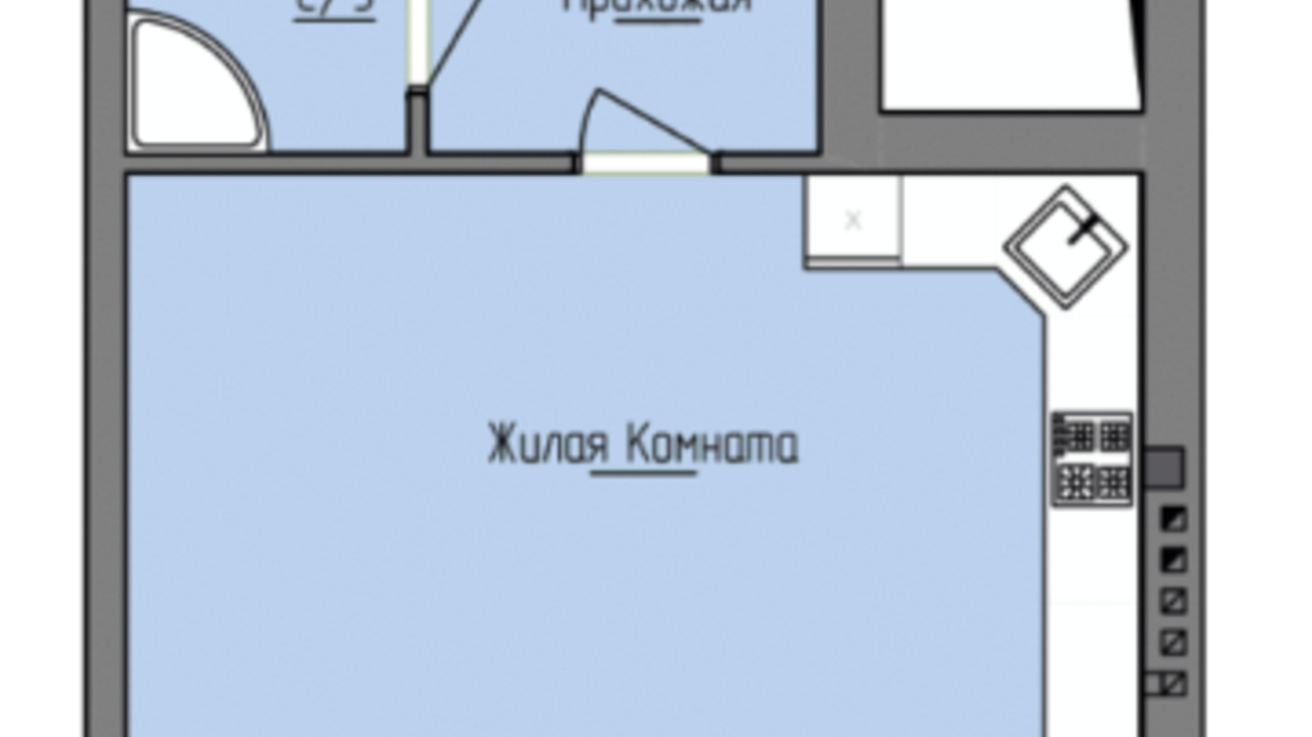 Планування 1-кімнатної квартири в Клубний будинок Лівобережний 41.5 м², фото 517699