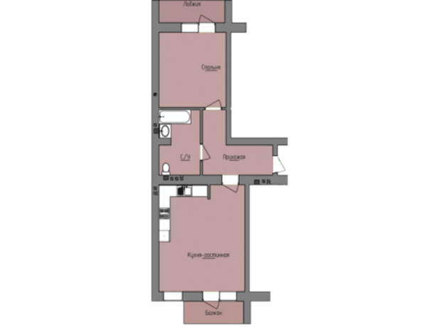 ЖК Лівобережний: планування 2-кімнатної квартири 66.3 м²