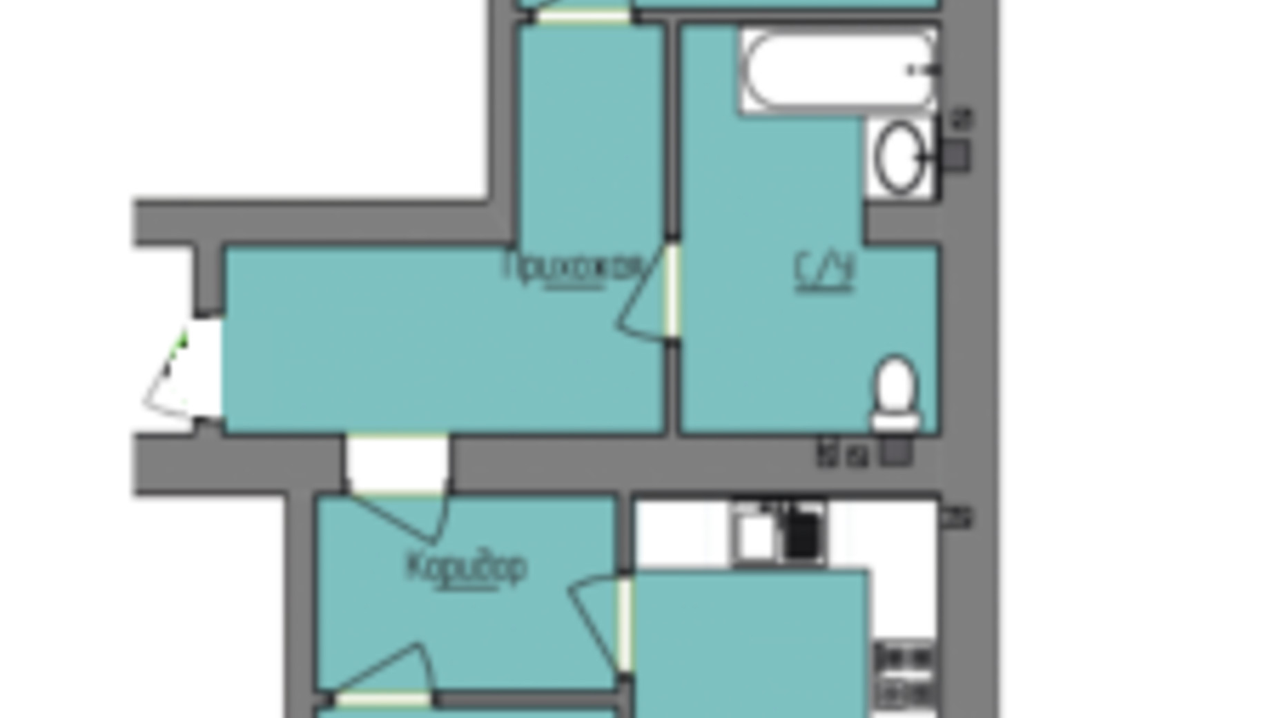 Планування 2-кімнатної квартири в Клубний будинок Лівобережний 68.4 м², фото 517701