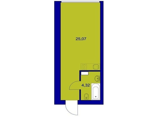 ЖК Милі квартири: планування 1-кімнатної квартири 30 м²