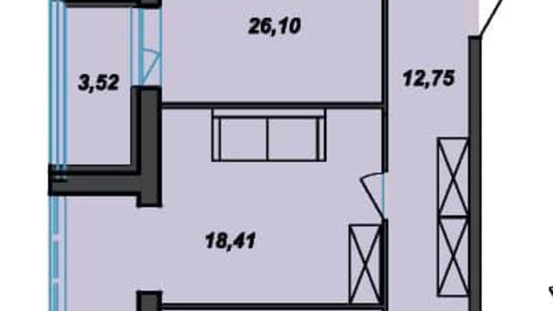 Планування 2-кімнатної квартири в ЖК Sportcity 85.64 м², фото 518344