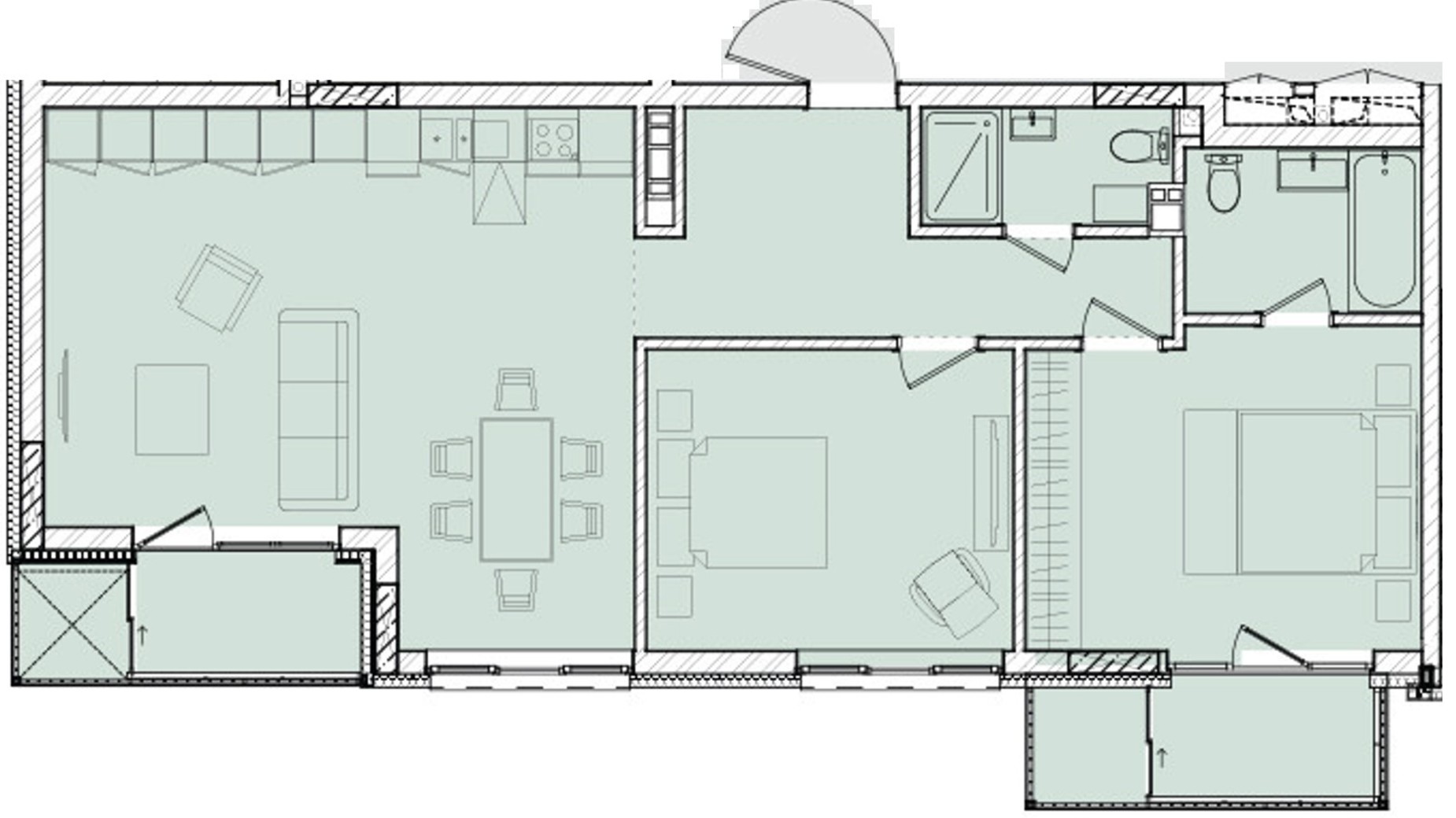 Планировка 2-комнатной квартиры в ЖК Illinsky House 84.57 м², фото 519454