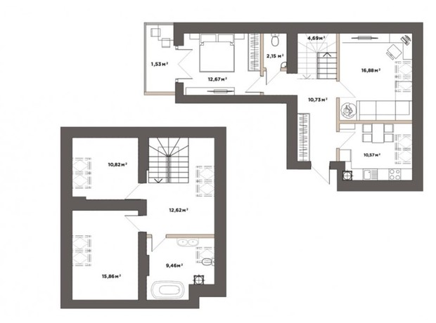 ЖК Park Residence: планування 3-кімнатної квартири 107.97 м²