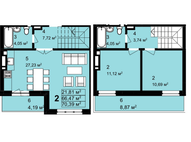 ЖК Q-4 Quoroom Avenue: планування 5-кімнатної квартири 79.39 м²