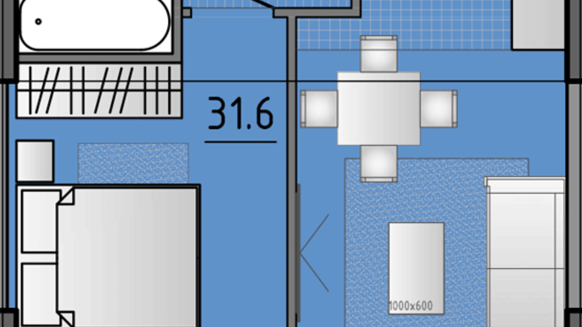 Планування 1-кімнатної квартири в ЖК Космос 38.2 м², фото 521210