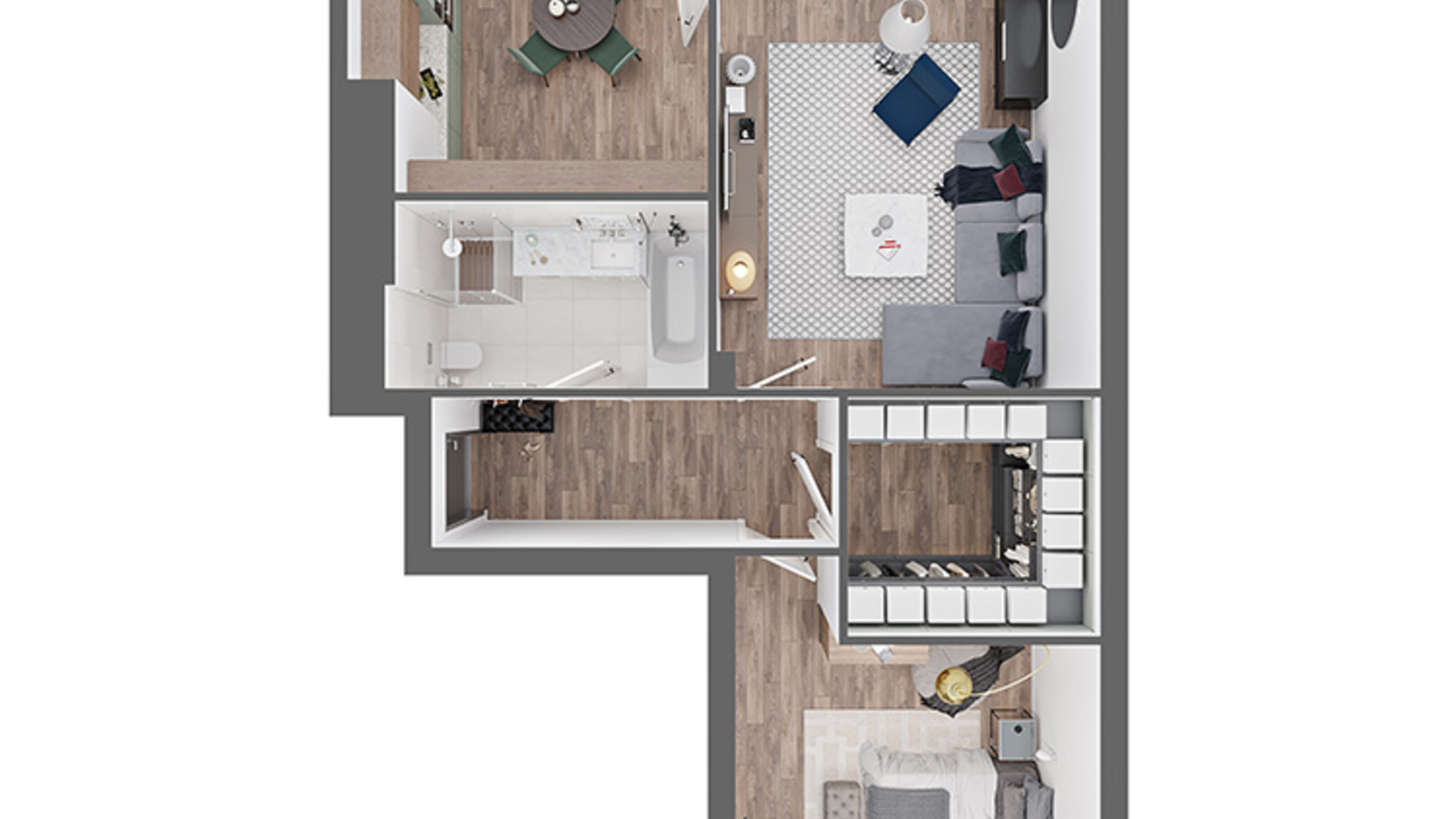 Планировка 2-комнатной квартиры в ЖК Новый Град 85.1 м², фото 522220