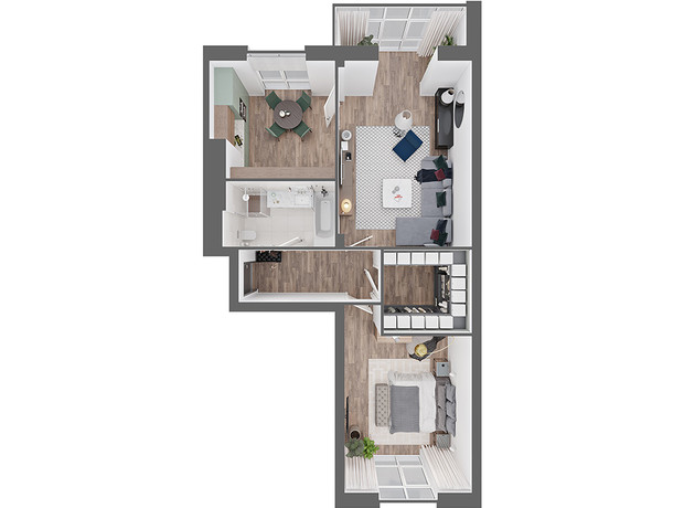ЖК Новий Град: планування 2-кімнатної квартири 85.1 м²