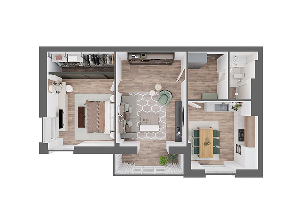 ЖК Новый Град: планировка 2-комнатной квартиры 78.18 м²