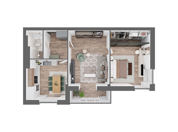 ЖК Новый Град: планировка 2-комнатной квартиры 78.44 м²