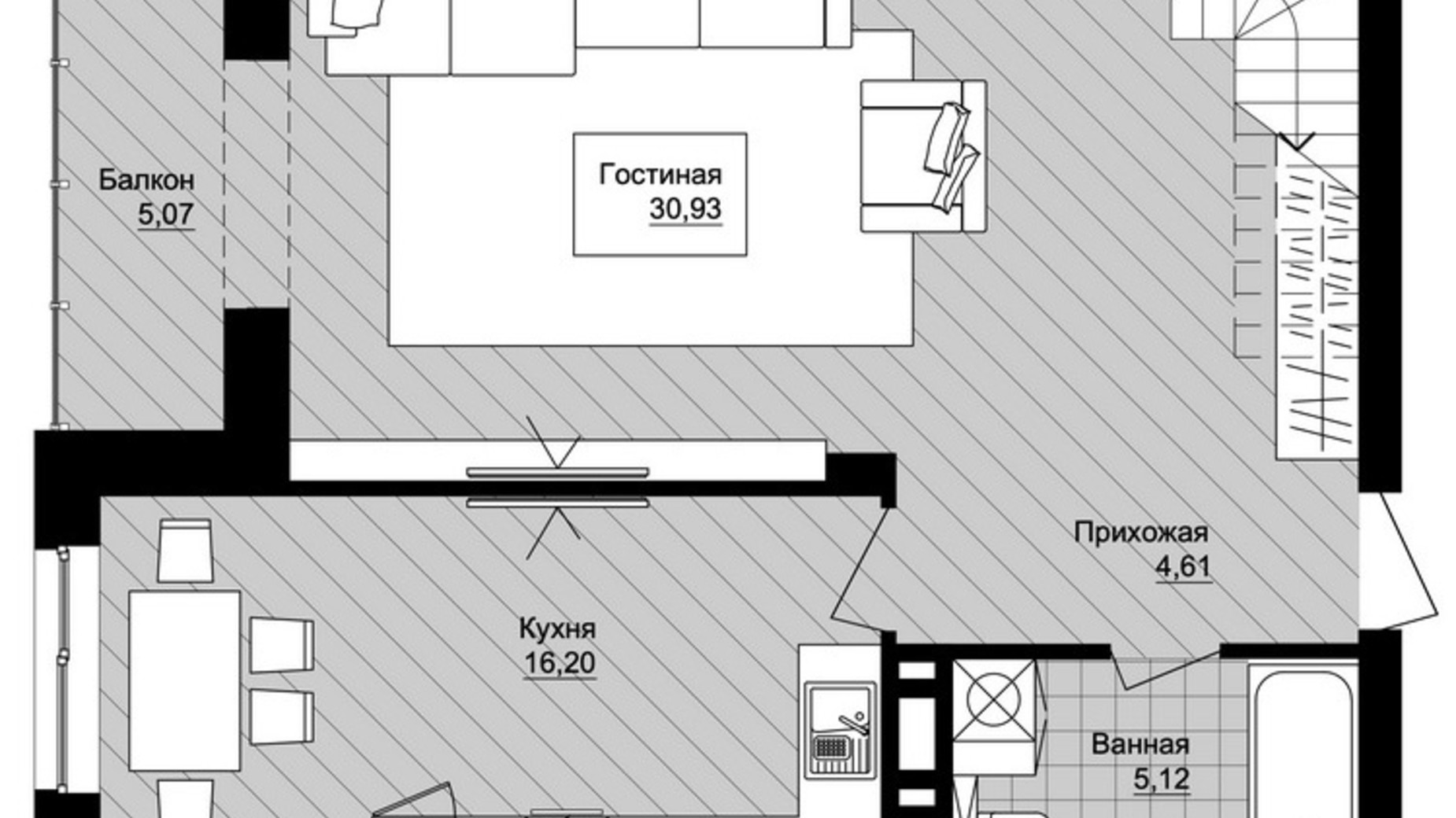 Планування багато­рівневої квартири в ЖК Новий Град 139.56 м², фото 522236