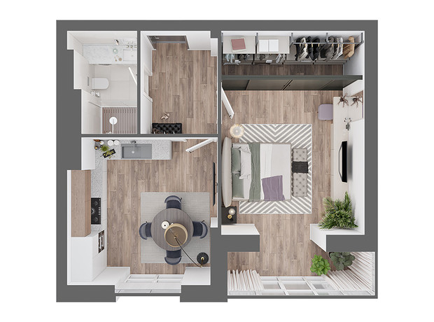 ЖК Новый Град: планировка 1-комнатной квартиры 55 м²