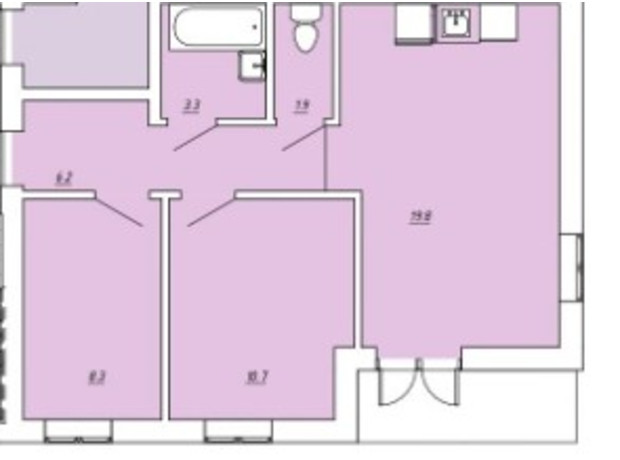 ЖК ул. Куземского: планировка 2-комнатной квартиры 50.2 м²
