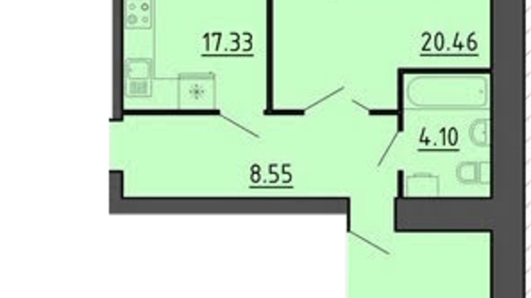 Планировка 2-комнатной квартиры в Квартал Энергия 66.3 м², фото 524142