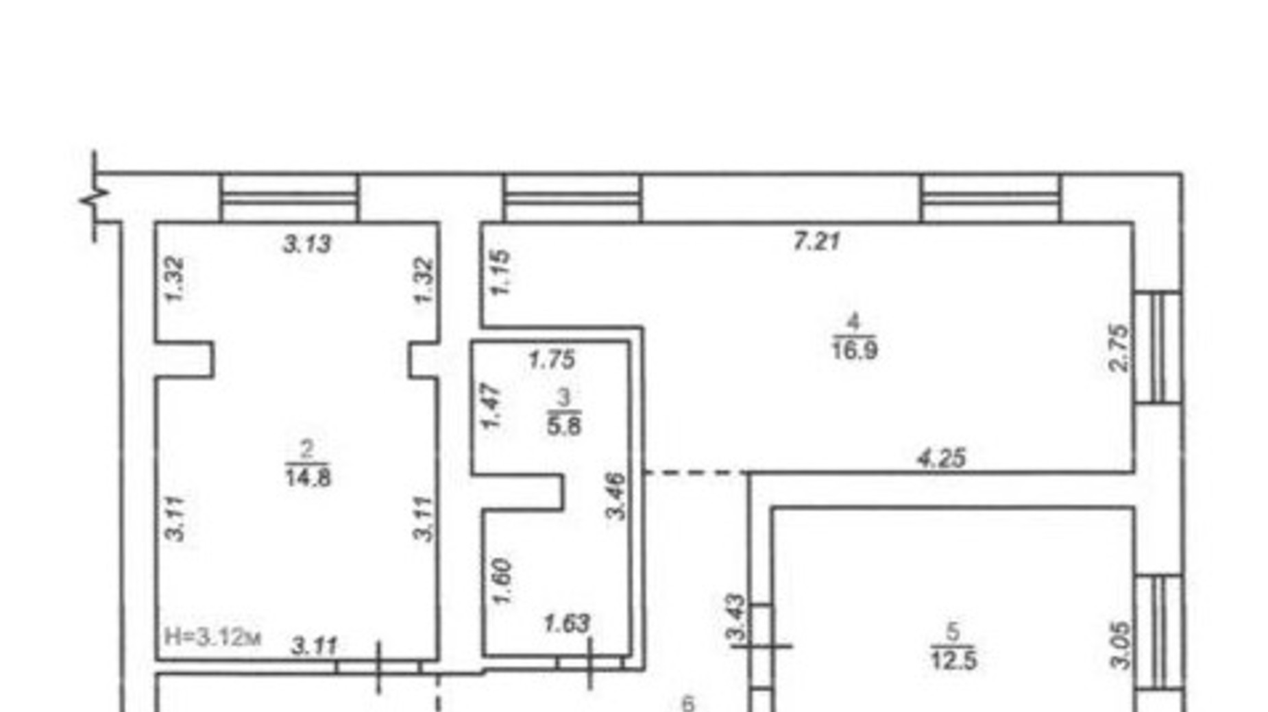 Планування 3-кімнатної квартири в ЖК Мюнхен 64.2 м², фото 524724