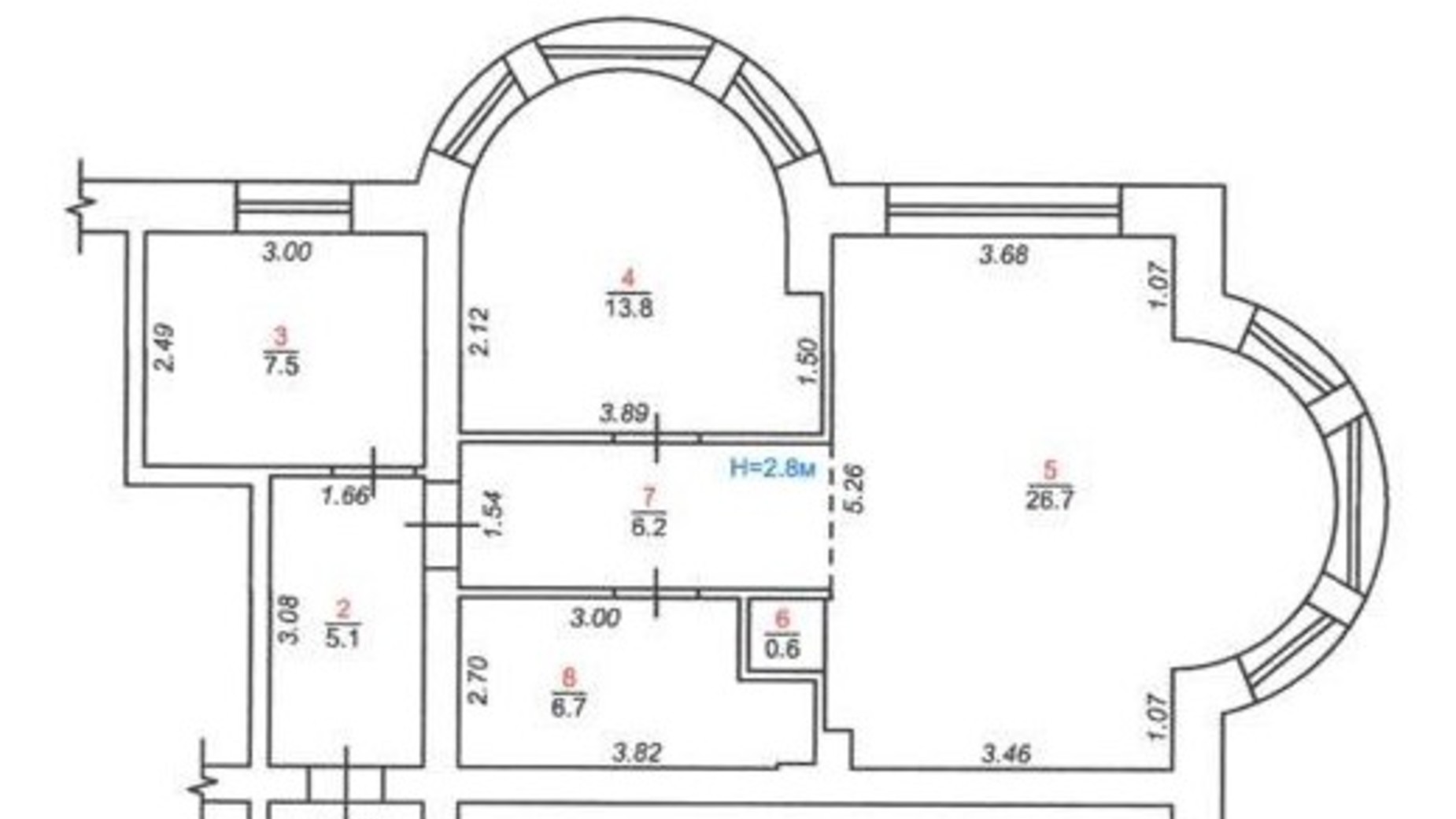 Планування 3-кімнатної квартири в ЖК Мюнхен 71.2 м², фото 524731