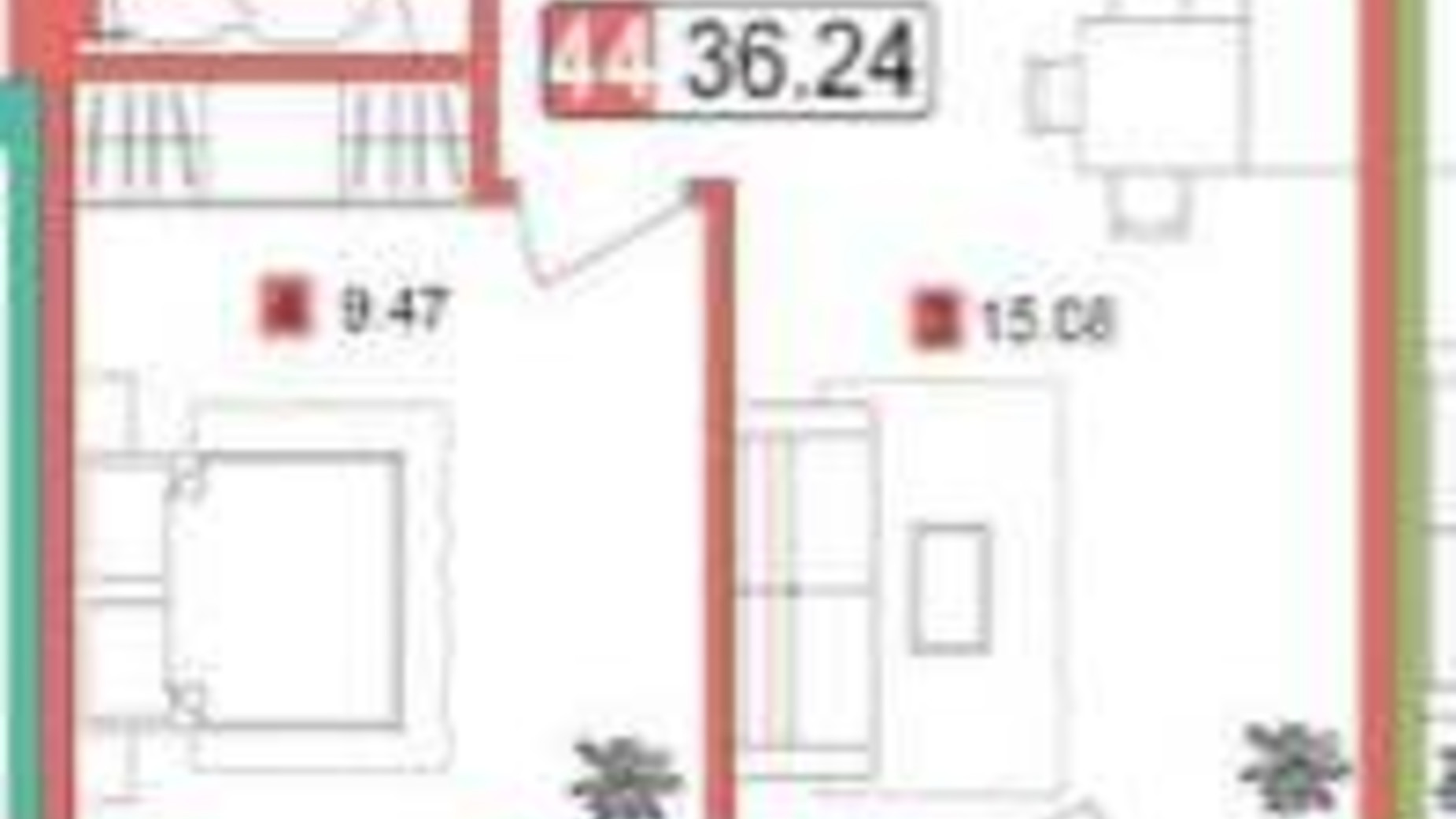 Планировка 1-комнатной квартиры в ЖК Срібний Дім Люкс 36.6 м², фото 526513