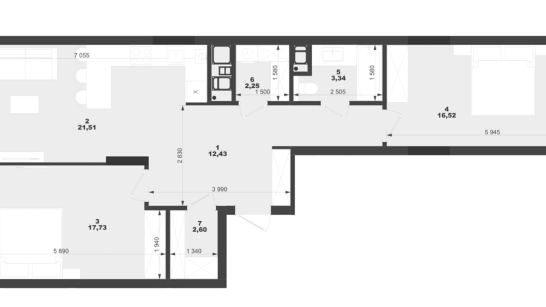 Планировка 2-комнатной квартиры в ЖК Symbol 76.38 м², фото 526600