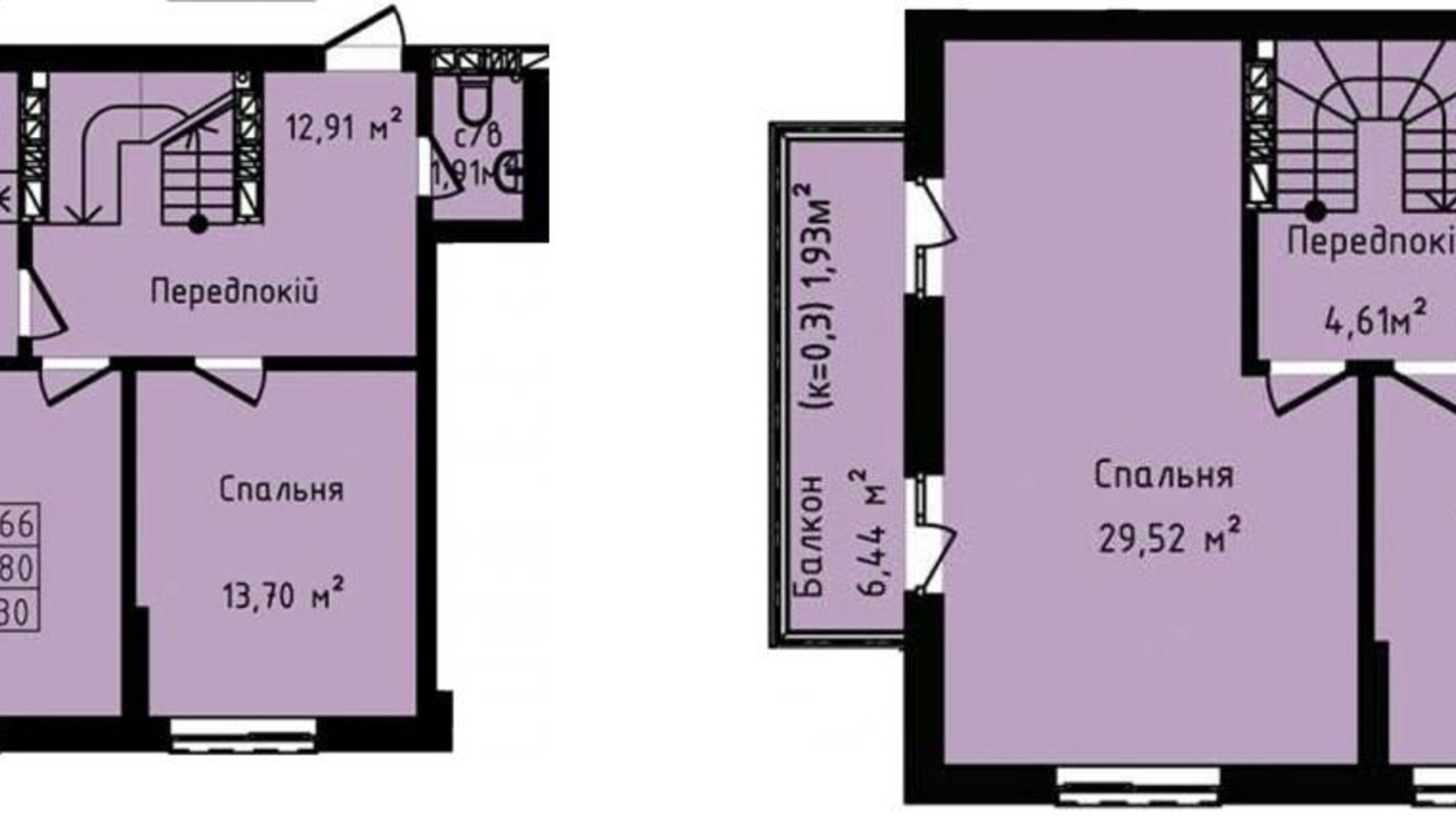 Планировка много­уровневой квартиры в ЖК Днепровский 114.66 м², фото 528427