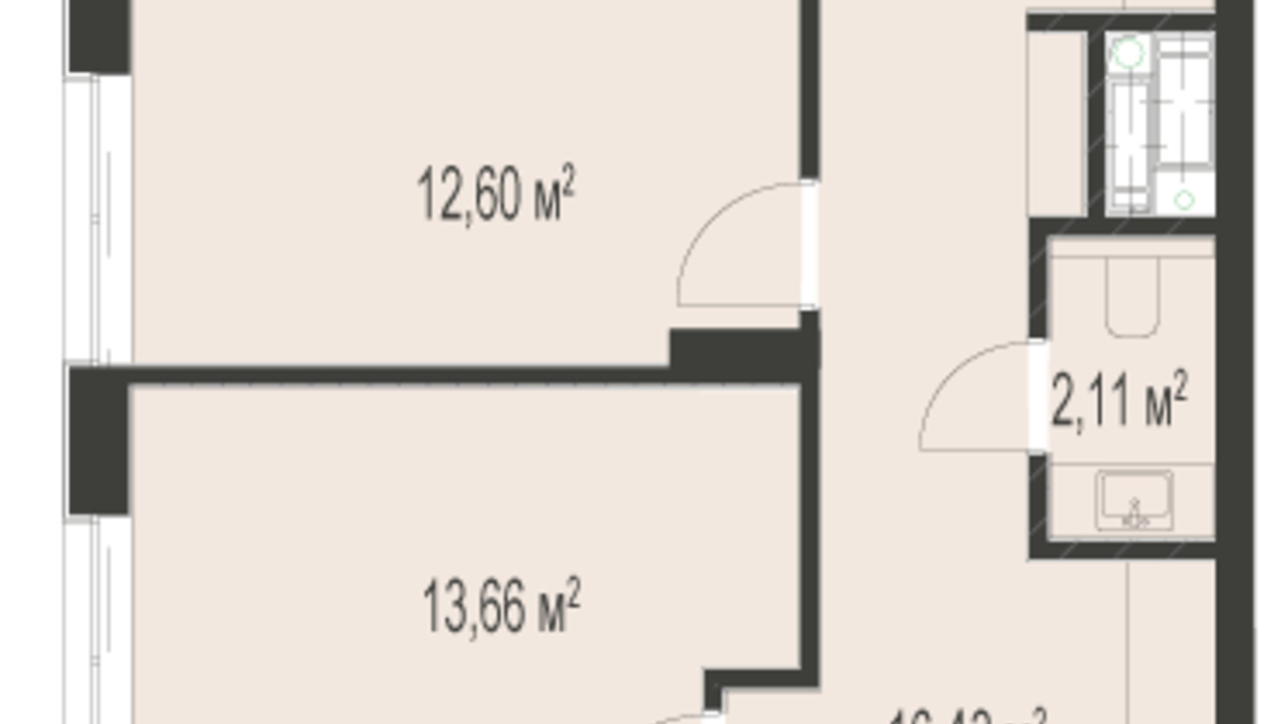 Планировка 2-комнатной квартиры в ЖК Trivium 74.3 м², фото 529096