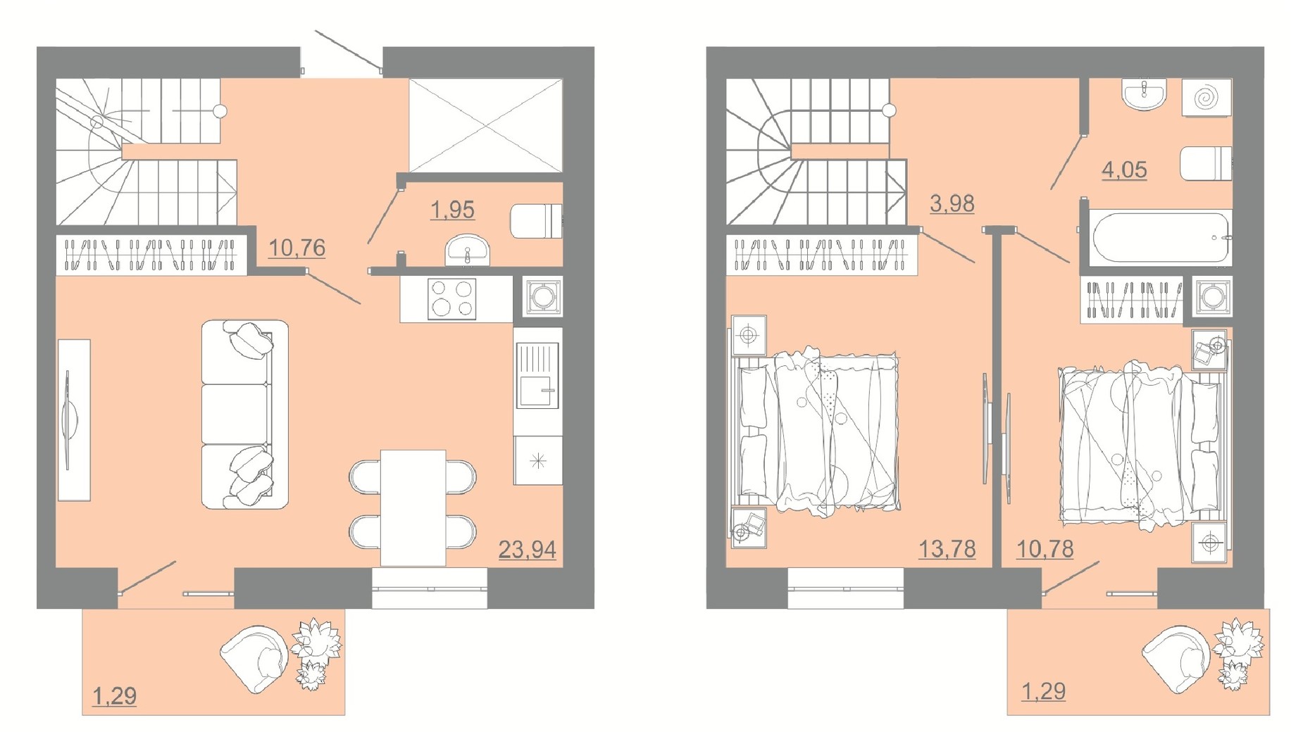 Планування багато­рівневої квартири в ЖК Проект Панорама 85.5 м², фото 529354