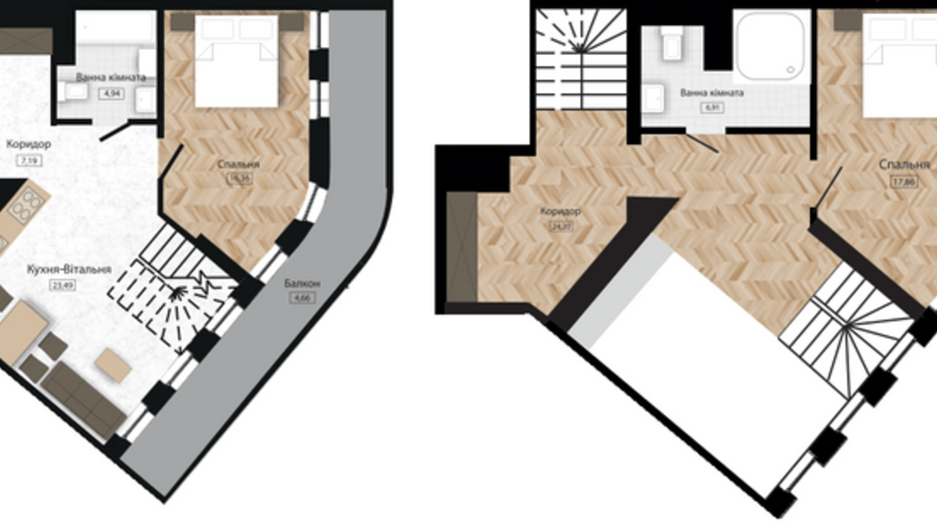 Планування 2-кімнатної квартири в ЖК Five Address 132 м², фото 529424