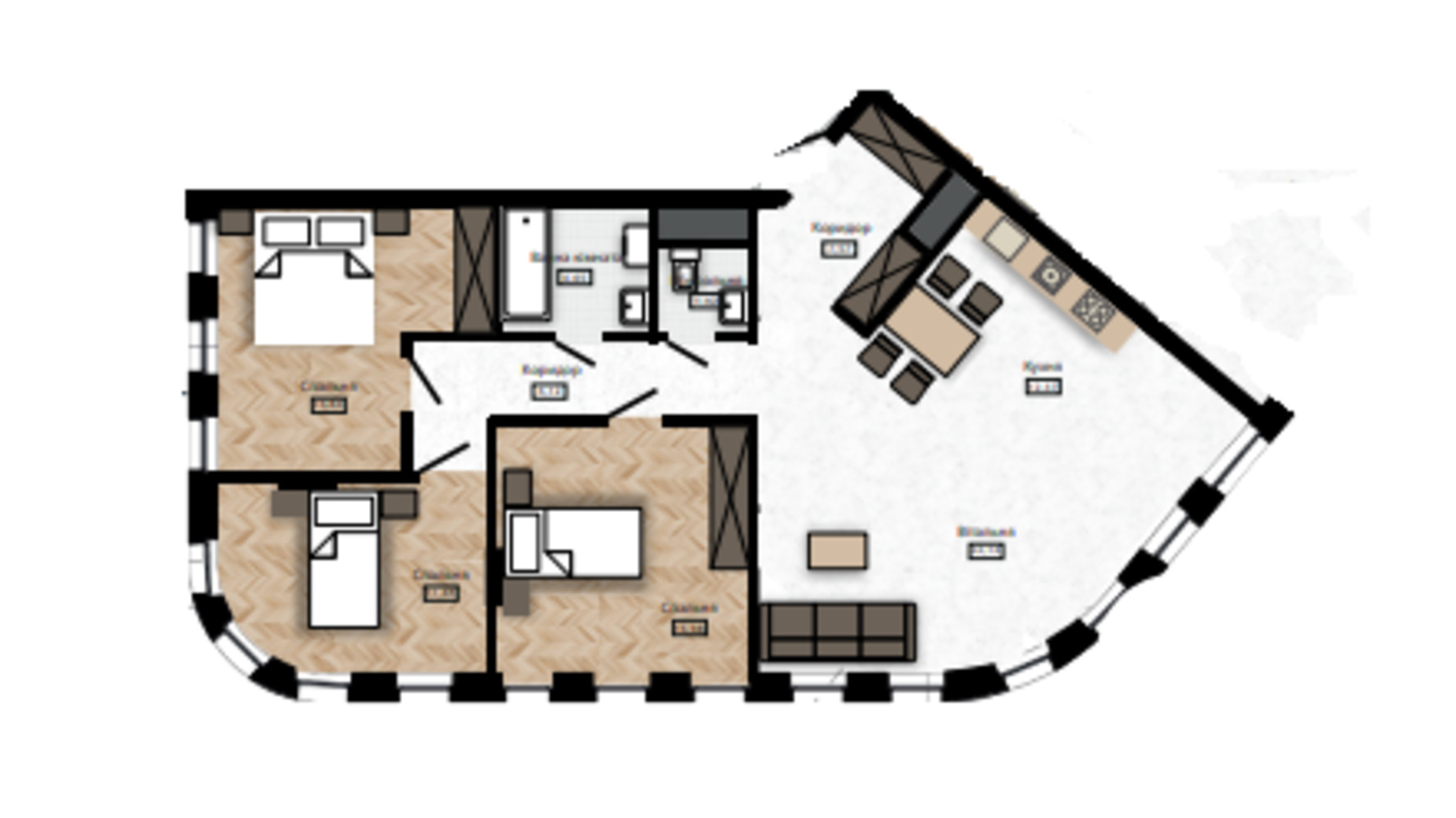 Планування 4-кімнатної квартири в ЖК Five Address 96.83 м², фото 529432
