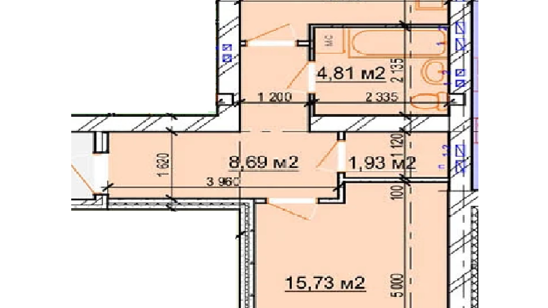Планування 1-кімнатної квартири в ЖК Manhattan 46.28 м², фото 529442
