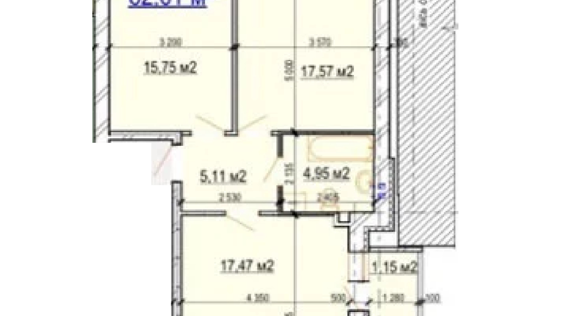 Планування 2-кімнатної квартири в ЖК Manhattan 62.01 м², фото 529446