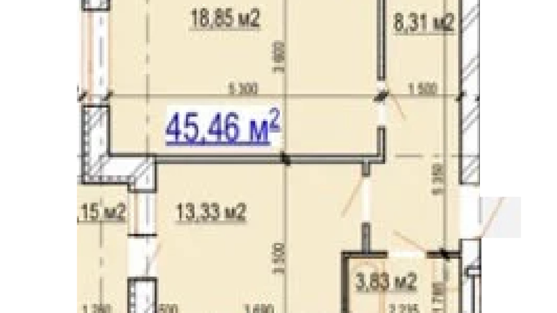 Планування 1-кімнатної квартири в ЖК Manhattan 45.46 м², фото 529457