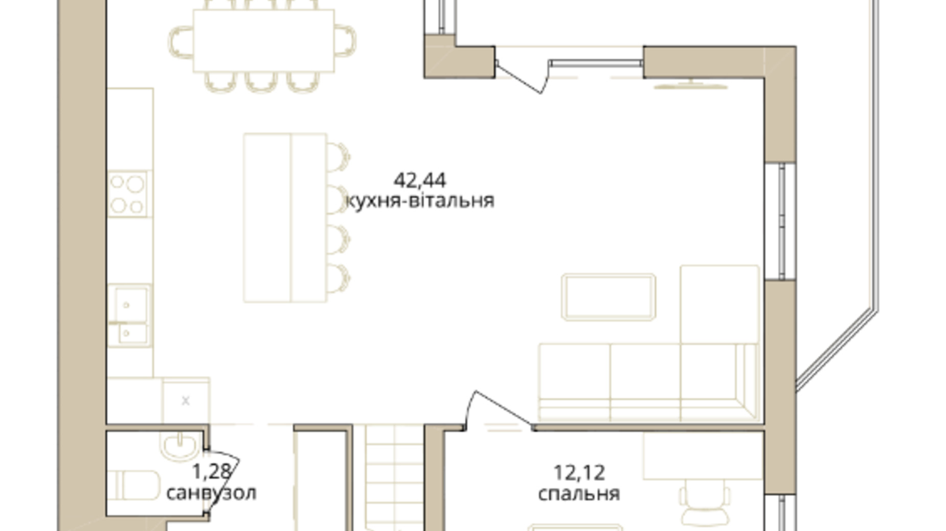 Планировка много­уровневой квартиры в ЖК Dream Lake 126.56 м², фото 529459