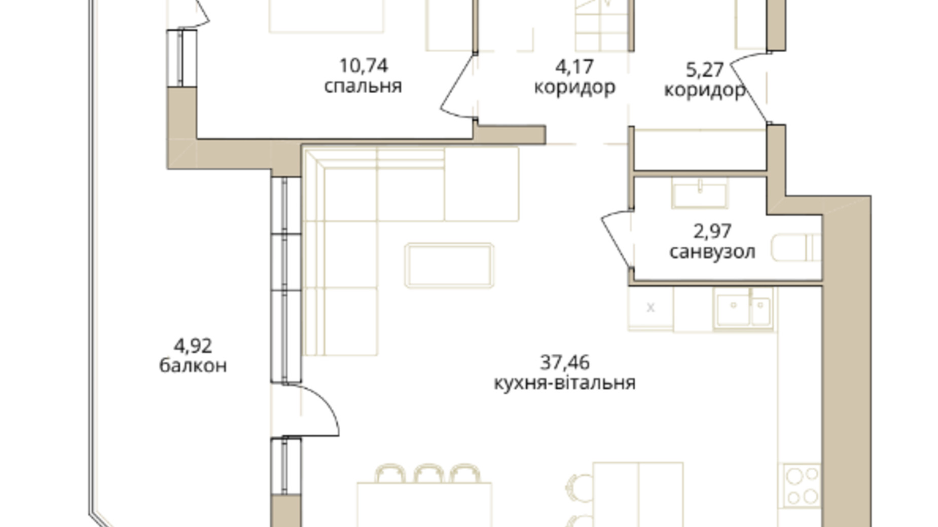 Планування багато­рівневої квартири в ЖК Dream Lake 123.06 м², фото 529460