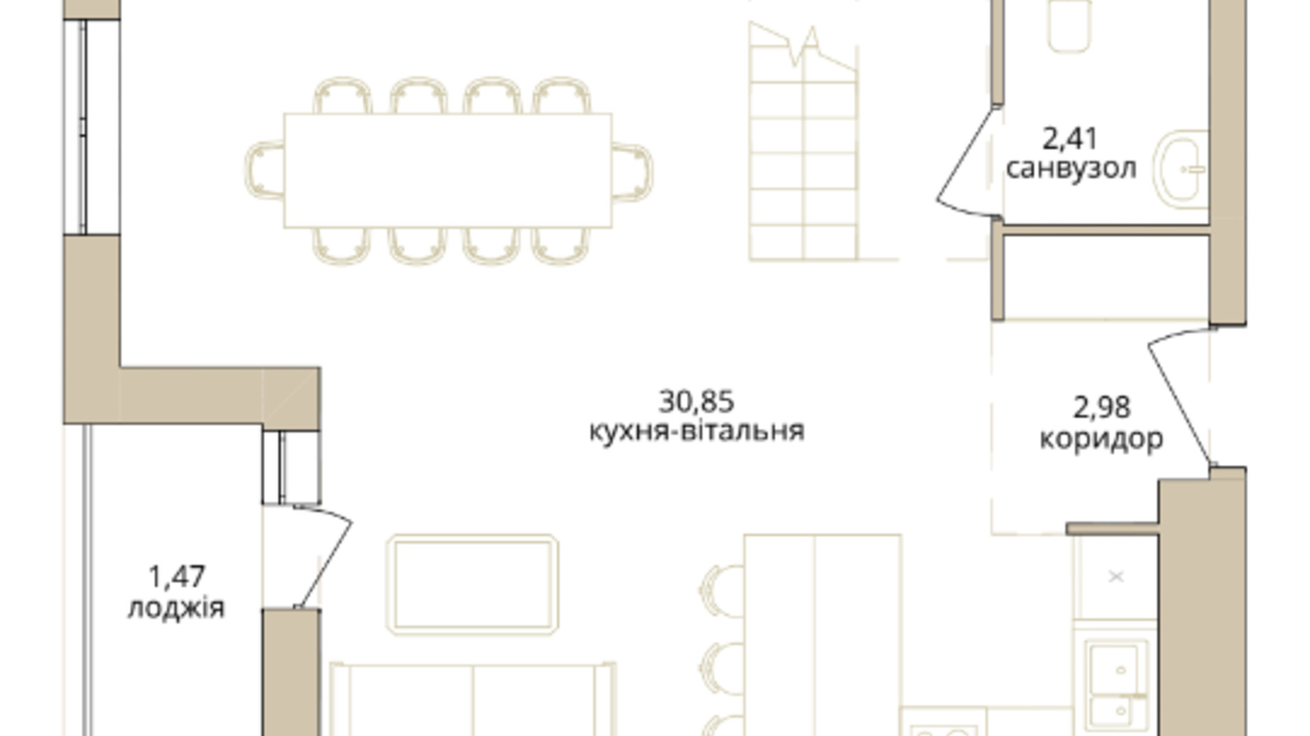 Планировка много­уровневой квартиры в ЖК Dream Lake 75.87 м², фото 529462