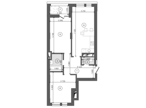 ЖК Фруктова алея: планування 2-кімнатної квартири 69.94 м²