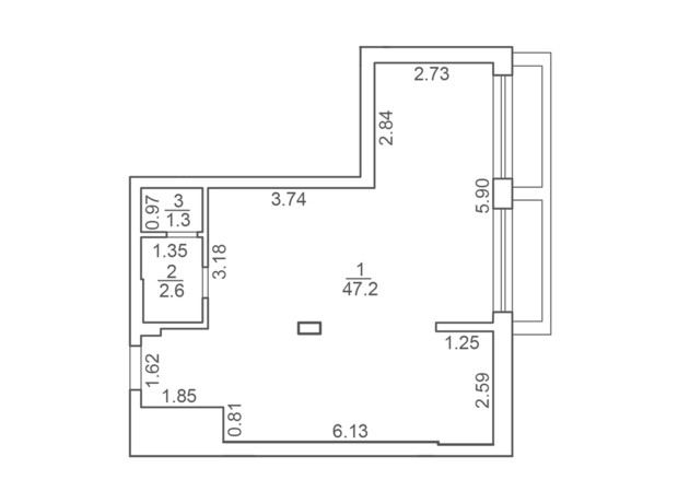 ЖК Белый Шоколад: планировка помощения 51.1 м²